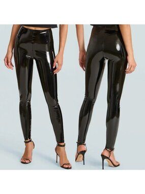 🌻COMMANDO Black Faux Patent Leather Legging Size Medium $118 Retail
